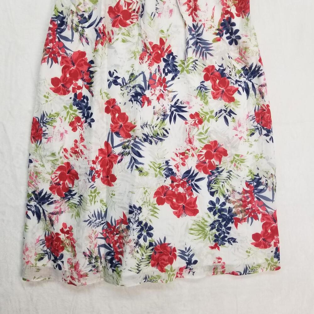 Eddie Bauer Sleeveless Dress Womens 8 White Red Blue Green Floral 100%‎ Cotton - Picture 5 of 13